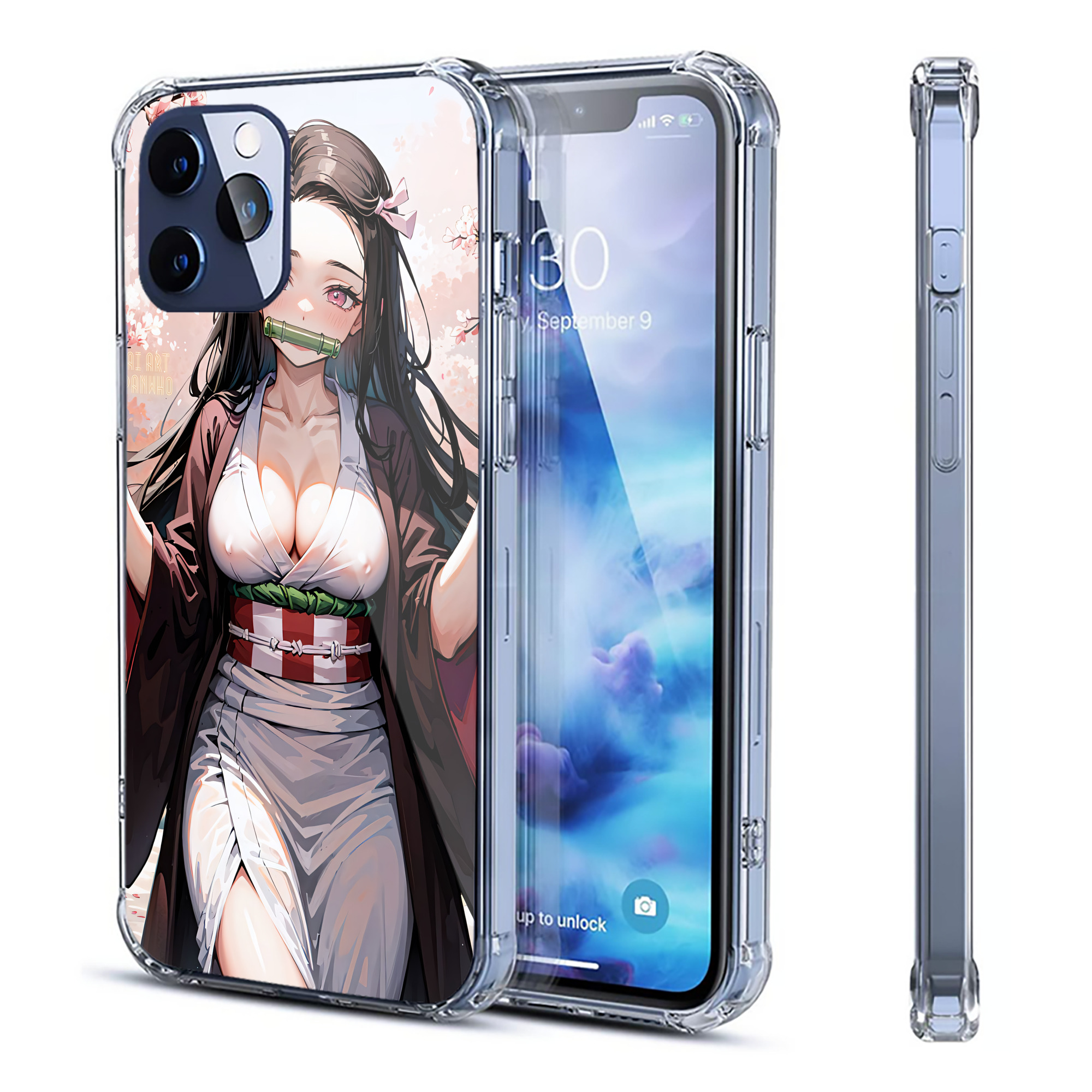 （画像用） 鬼滅の刃（きめつのやいば）竈門 禰󠄀豆子／かまど ねずこ Kamado Nezuko 【iPhone 12シリーズ対応】透明スマホケース（クリアソフトケース）
